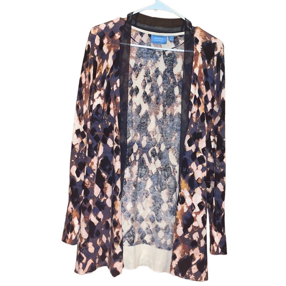 •SIMPLY VERA WANG• WOMEN'S NAVY/CREAM OPEN FRONT SWEATER CARDIGAN IN SIZE SMALL.